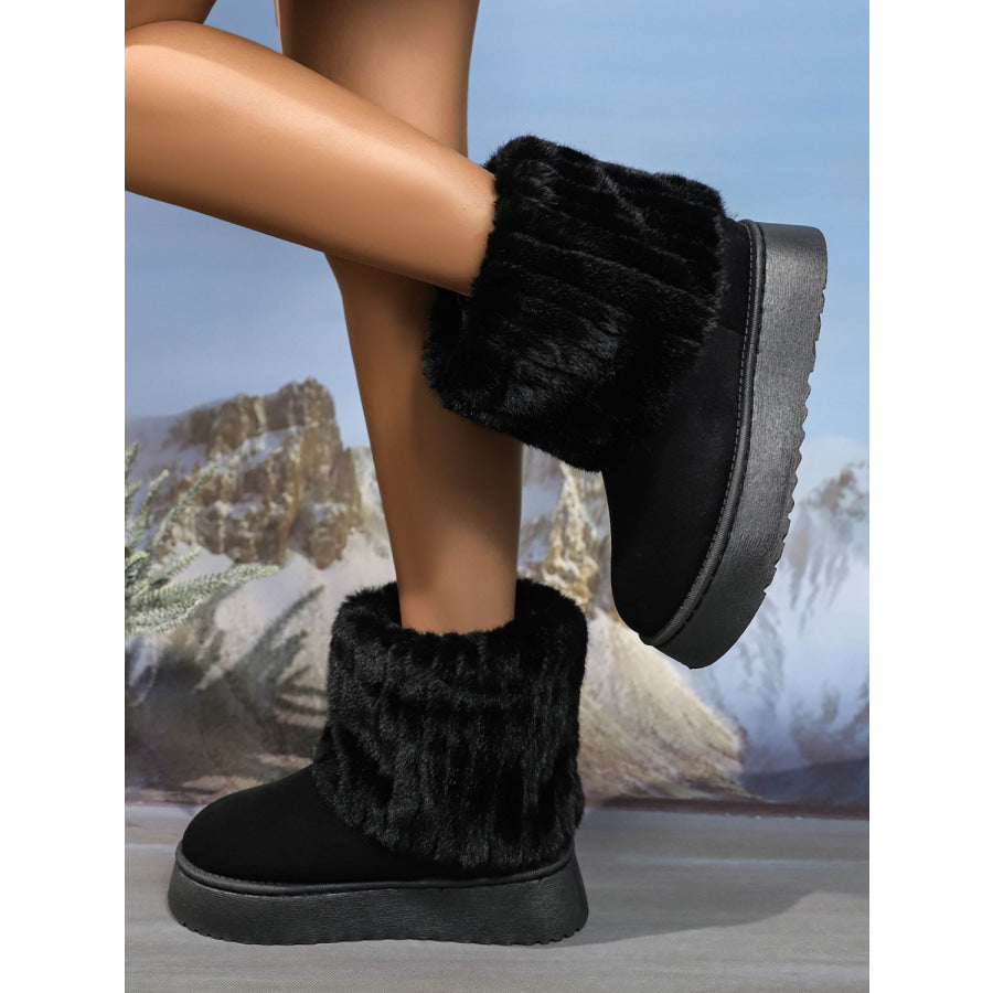 Thermal Faux Fur Suede Platform Boots Apparel and Accessories