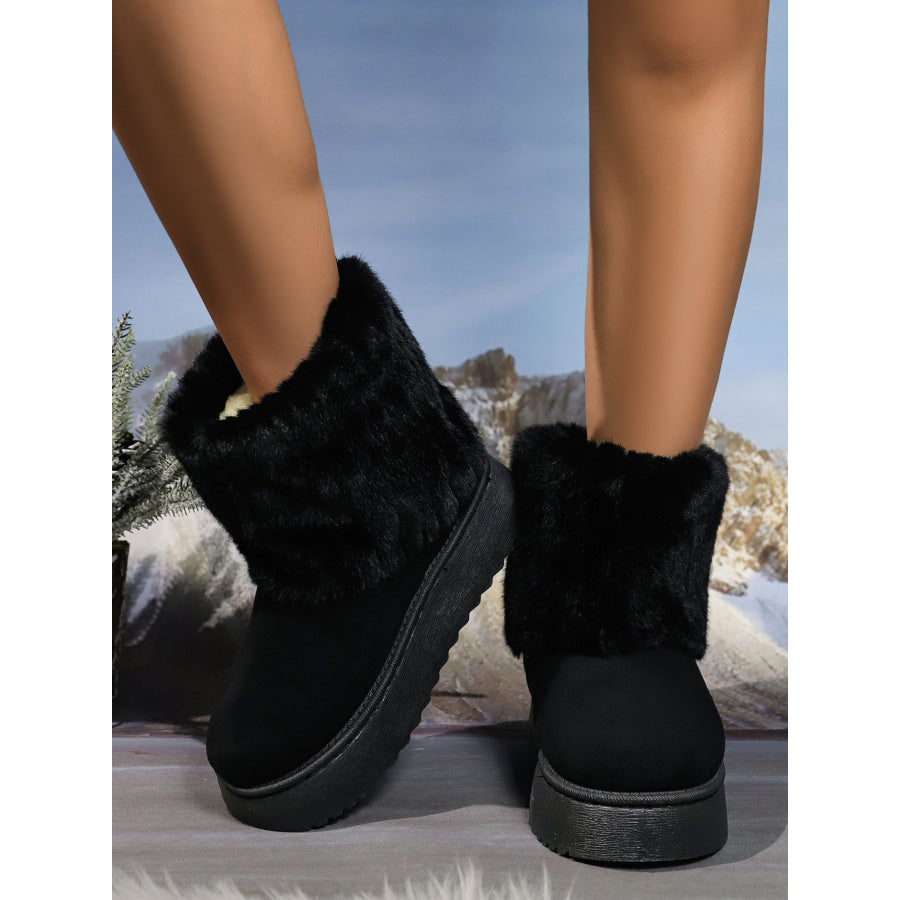 Thermal Faux Fur Suede Platform Boots Apparel and Accessories