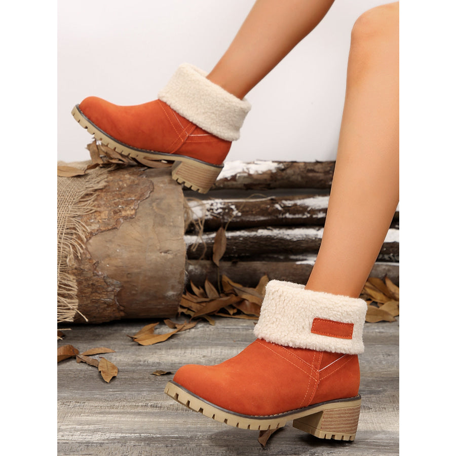 Thermal Fuzzy Block Heel Boots Apparel and Accessories