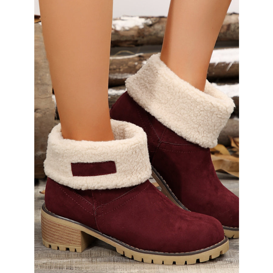 Thermal Fuzzy Block Heel Boots Apparel and Accessories