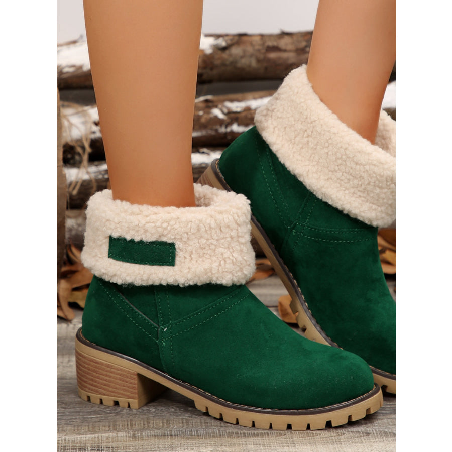 Thermal Fuzzy Block Heel Boots Apparel and Accessories