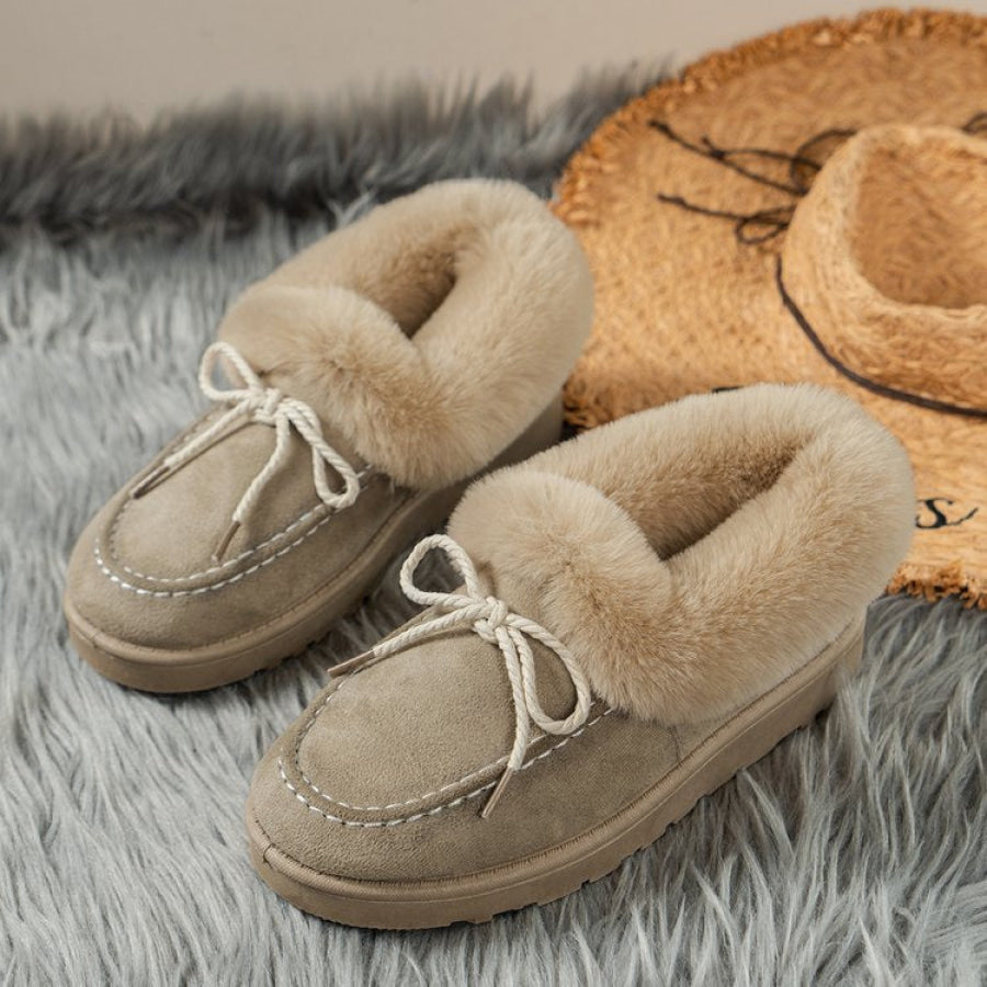 Thermal Fuzzy Tied Round Toe Boots Apparel and Accessories