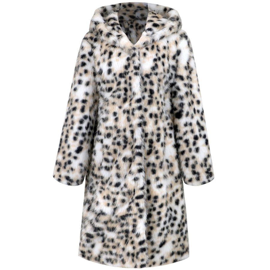 Thermal Leopard Faux Fur Hooded Outerwear Apparel and Accessories