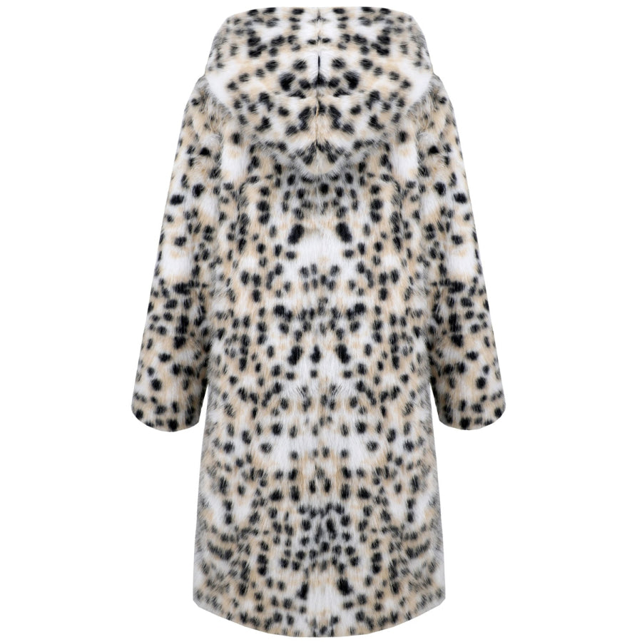 Thermal Leopard Faux Fur Hooded Outerwear Apparel and Accessories