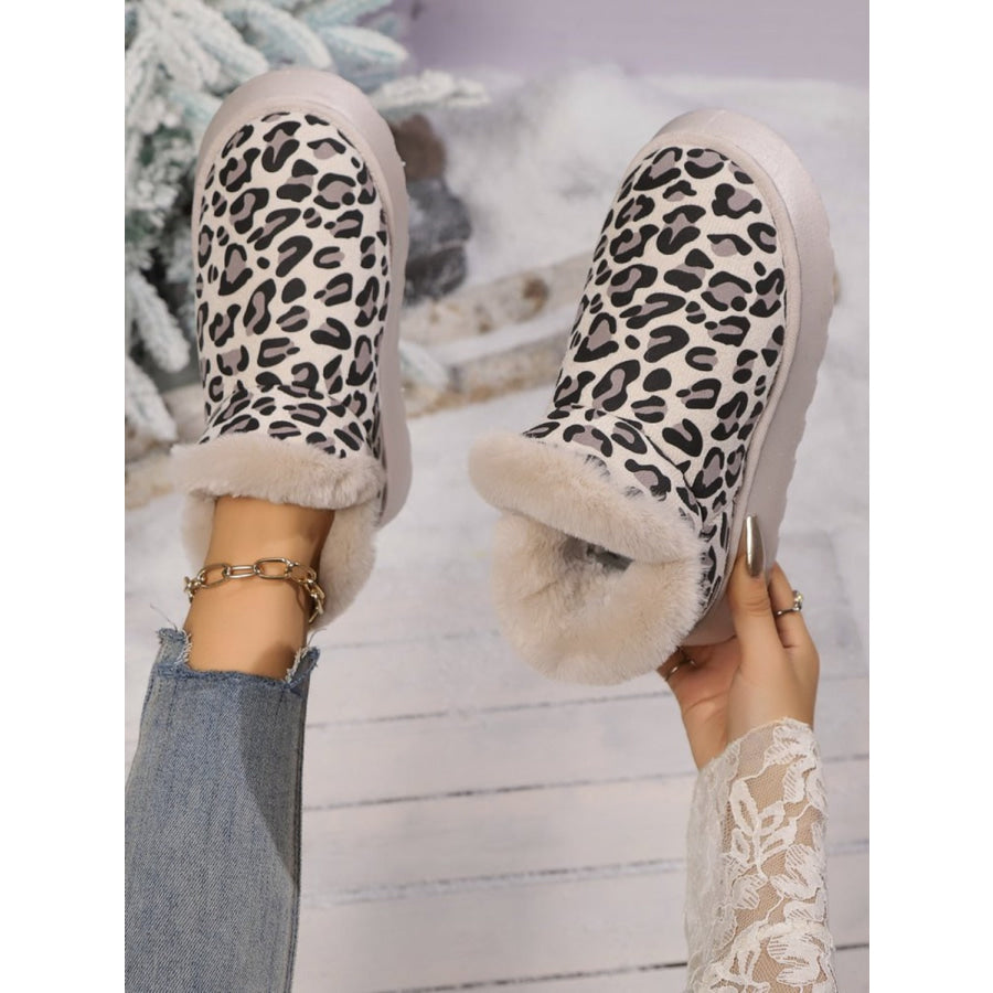 Thermal Leopard Round Toe Platform Boots Apparel and Accessories