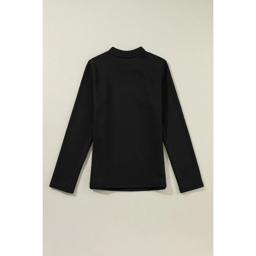 Thermal Lined Mock Neck Long Sleeve Blouse Apparel and Accessories