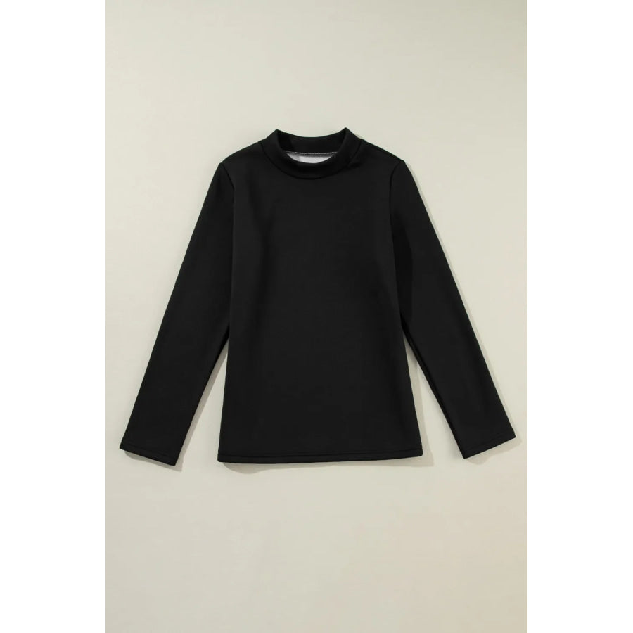 Thermal Lined Mock Neck Long Sleeve Blouse Apparel and Accessories