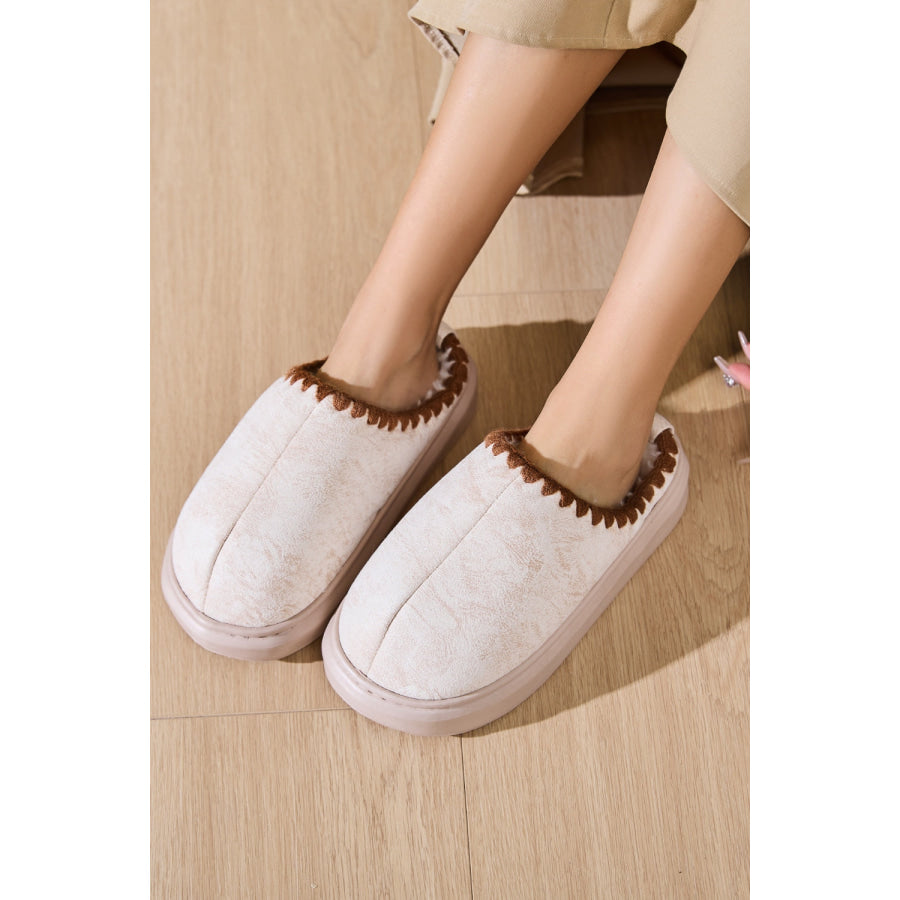 Thermal Round Toe Platform Slippers Beige / 36-37(US5-6) Apparel and Accessories