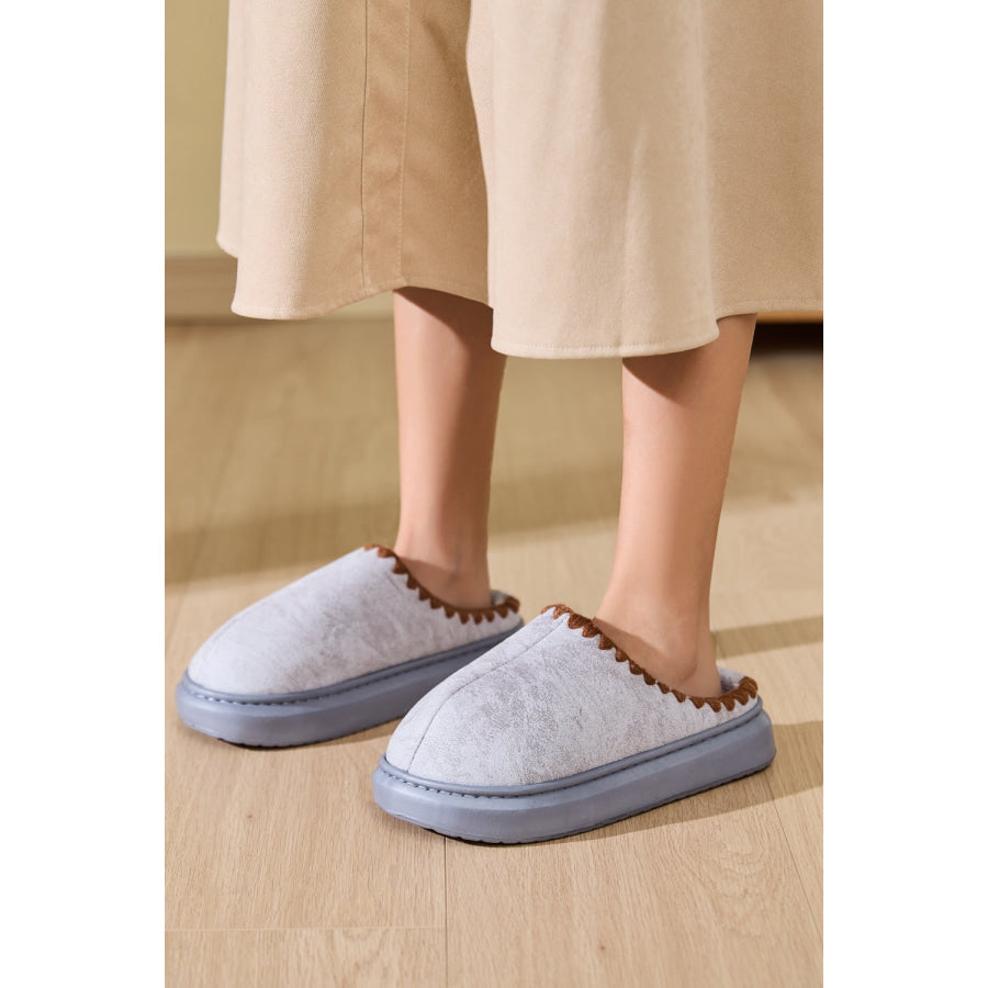 Thermal Round Toe Platform Slippers Light Gray / 36-37(US5-6) Apparel and Accessories