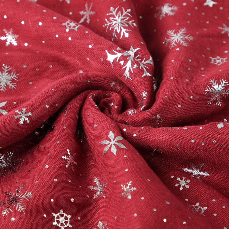 Thermal Snowflakes Polyester Scarf Scarlet / One Size Apparel and Accessories