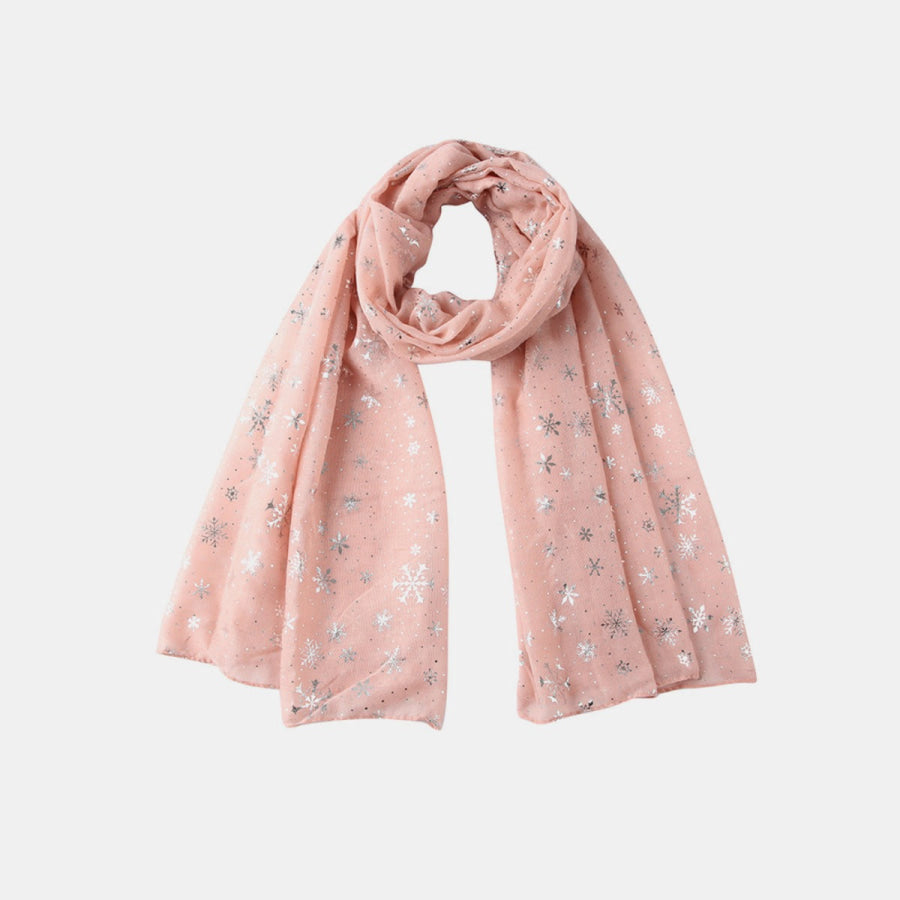 Thermal Snowflakes Polyester Scarf Blush Pink / One Size Apparel and Accessories