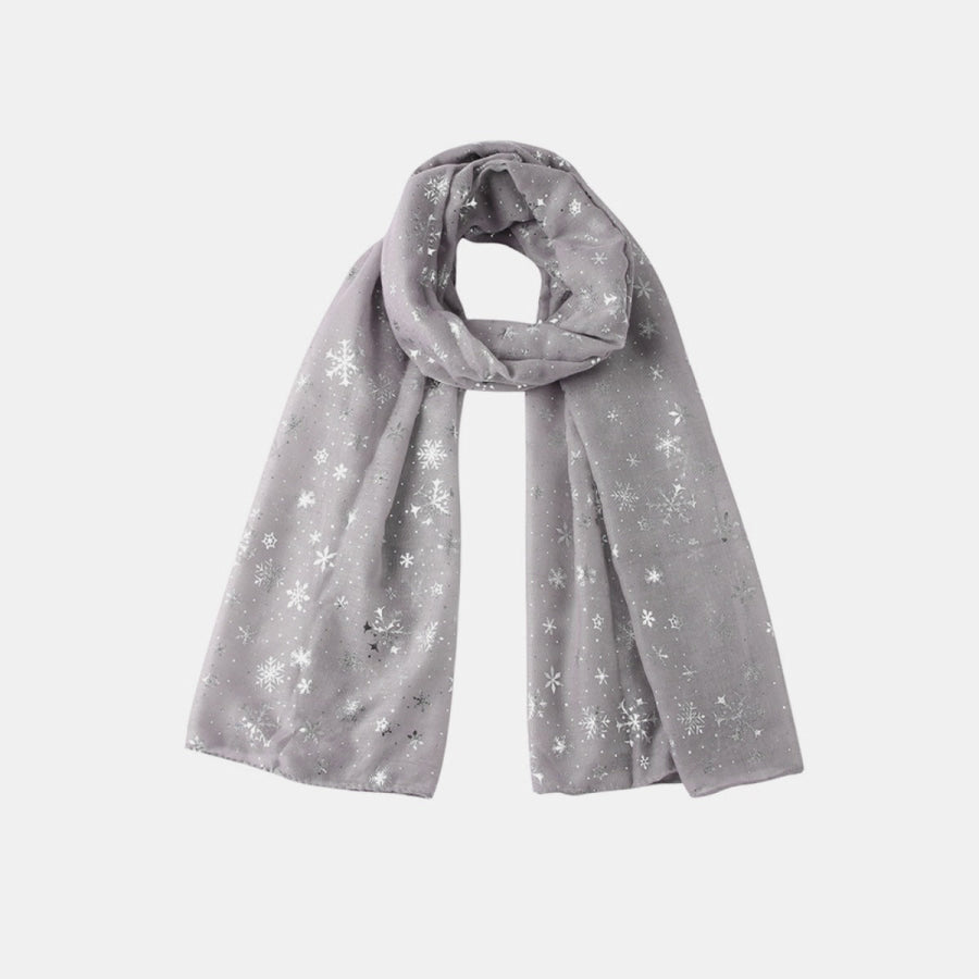 Thermal Snowflakes Polyester Scarf Gray / One Size Apparel and Accessories