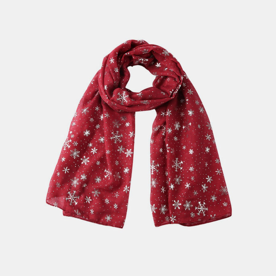 Thermal Snowflakes Polyester Scarf Scarlet / One Size Apparel and Accessories