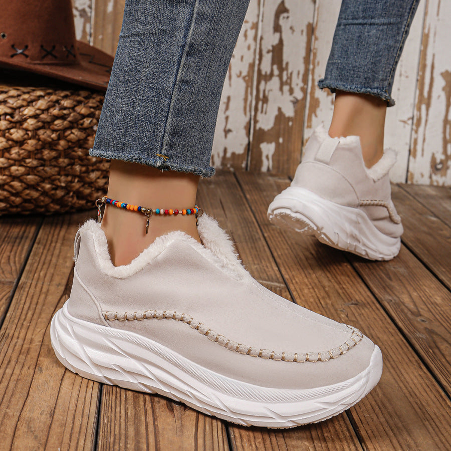 Thermal Suede Platform Slip-On Boots Apparel and Accessories