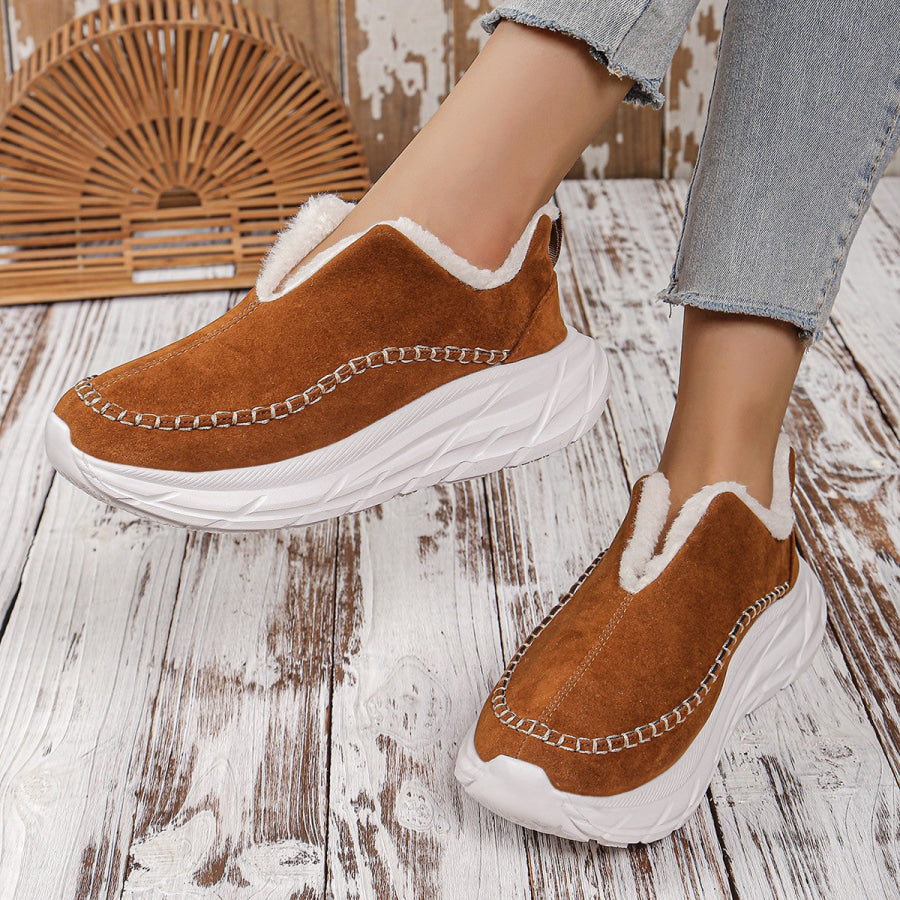 Thermal Suede Platform Slip-On Boots Apparel and Accessories