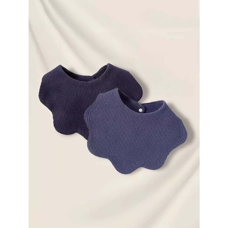 Thick Double-Sided Cotton Bib Drool Bandana with Scalloped Edge Royal Blue + Blue Gray / One Size Apparel and Accessories