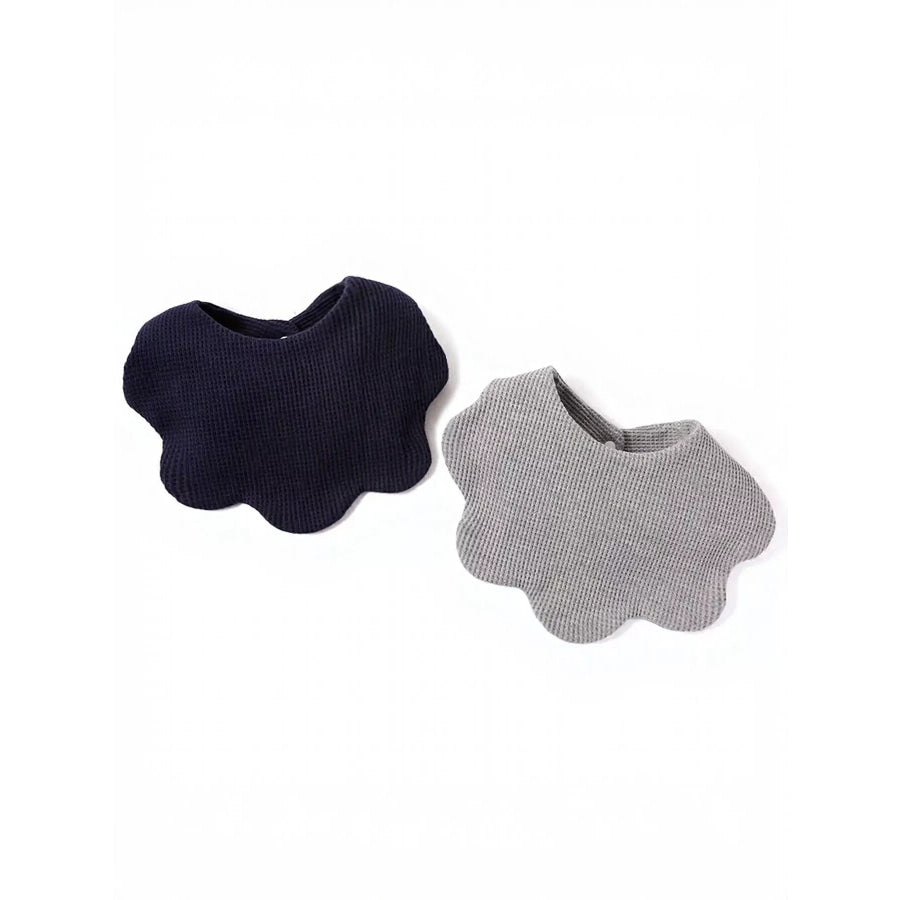 Thick Double-Sided Cotton Bib Drool Bandana with Scalloped Edge Royal Blue + Gray / One Size Apparel and Accessories
