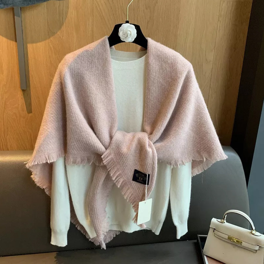Thick Tassel Triangle Shawl Scarf Dusty Pink / ONESIZE Apparel and Accessories
