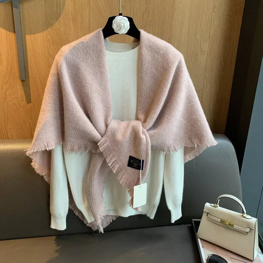 Thick Tassel Triangle Shawl Scarf Dusty Pink / ONESIZE Apparel and Accessories