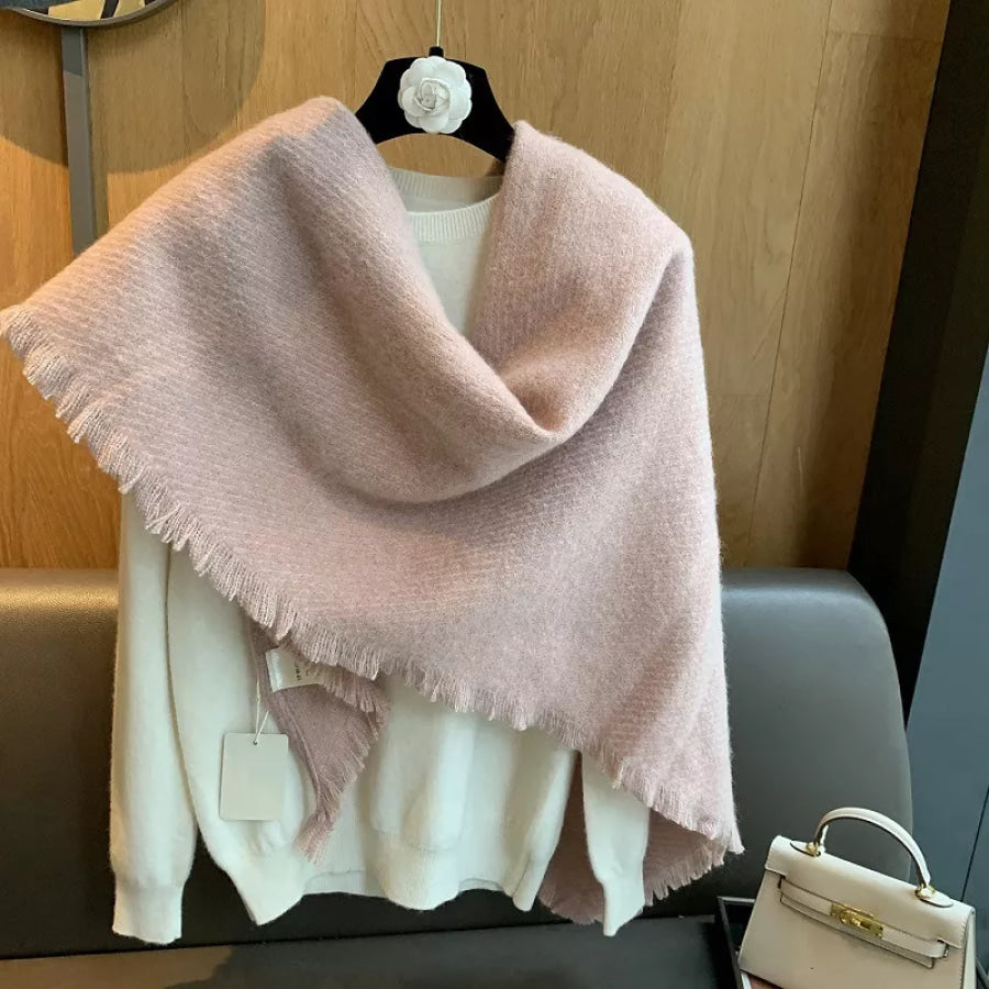 Thick Tassel Triangle Shawl Scarf Dusty Pink / ONESIZE Apparel and Accessories