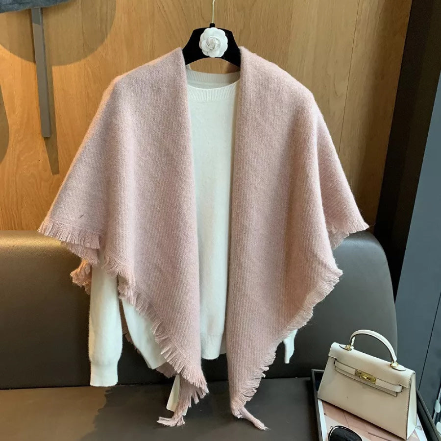 Thick Tassel Triangle Shawl Scarf Dusty Pink / ONESIZE Apparel and Accessories