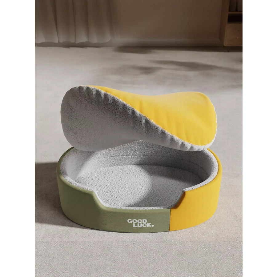 Thickened Oval Two-Tone Plush Pet Nest Apparel and Accessories