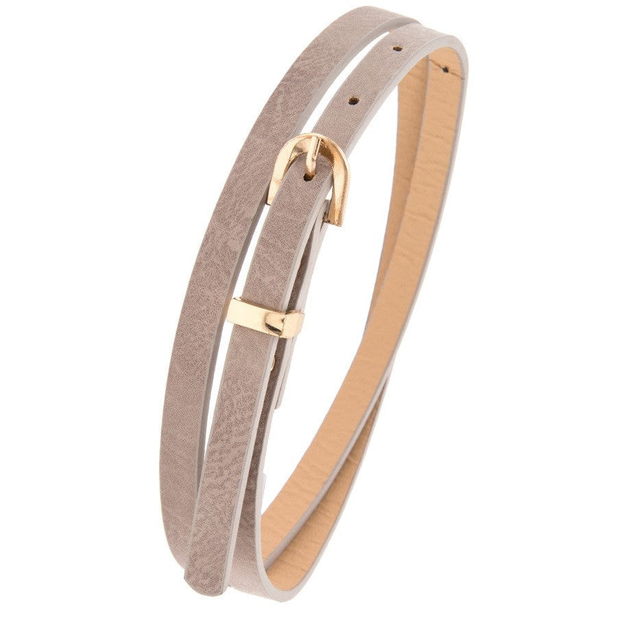 Thin Faux Leather Gold D-Ring Buckle Belts - Assorted Colours Mocha / One Size Belt