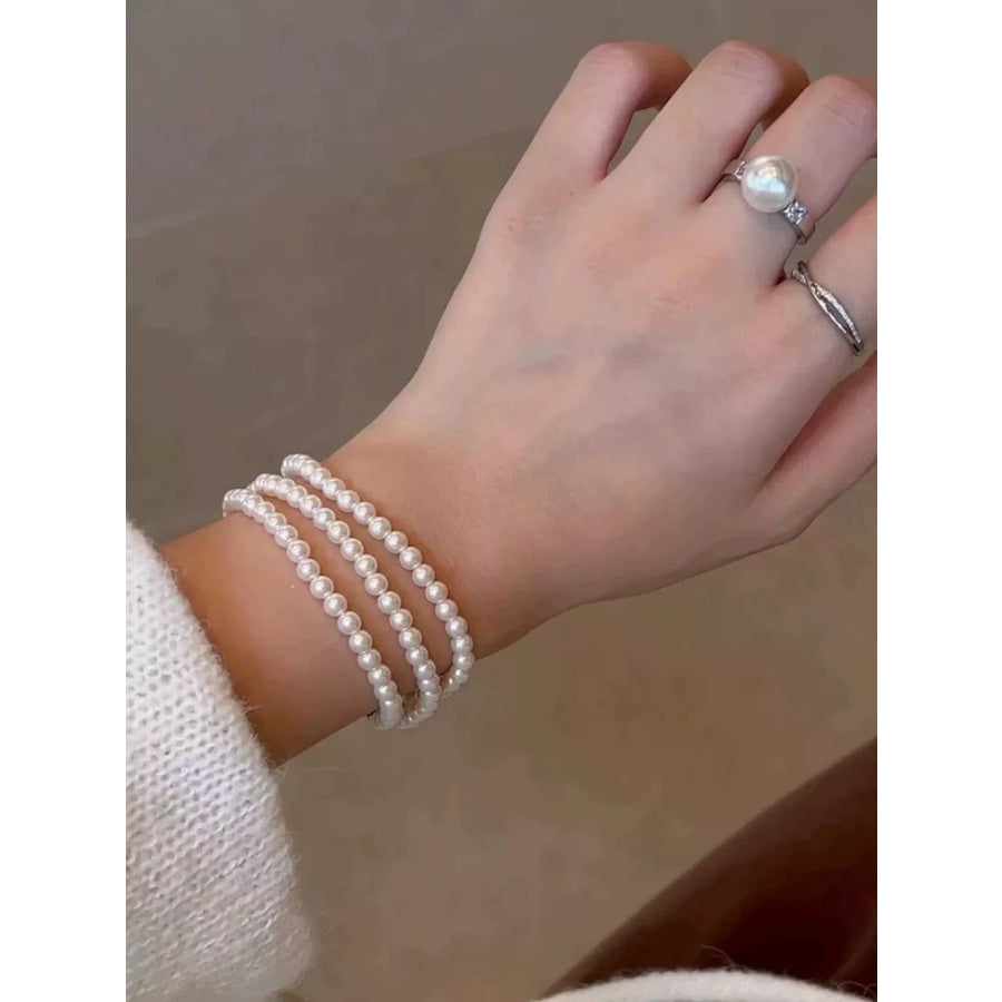 Three Layers Pearl Bracelet Silver / One Size Apparel and Accessories