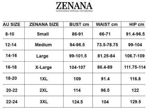 Zenana Size Guide