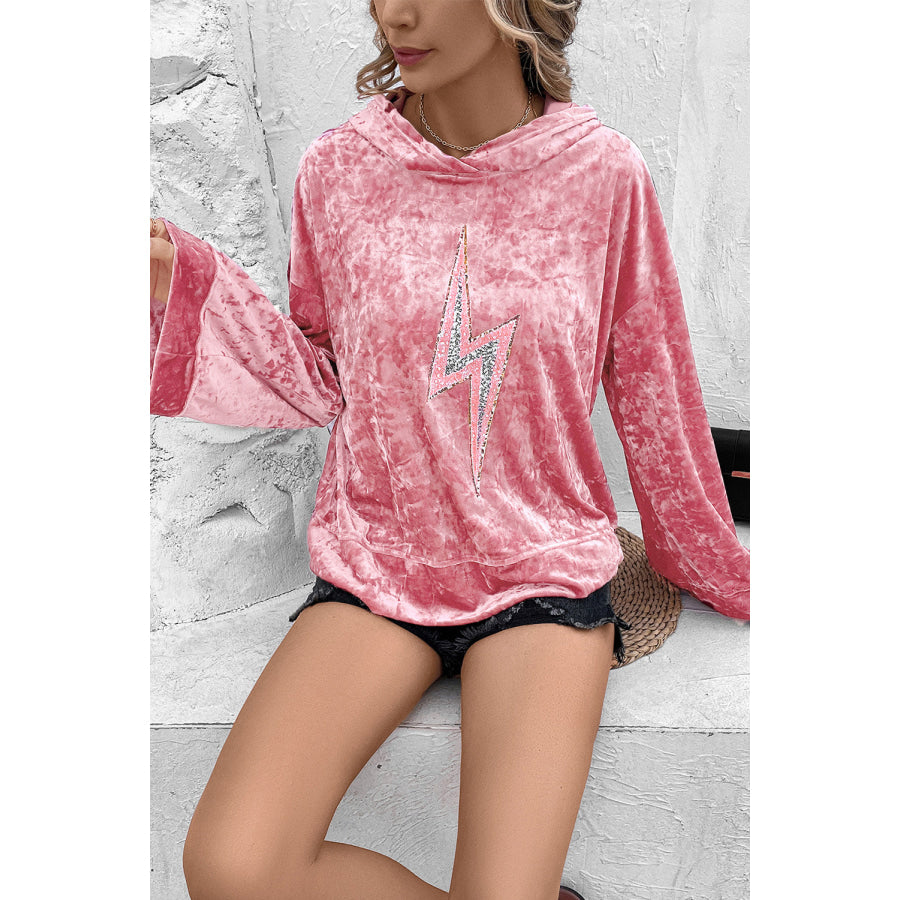 Thunderbolt Sequin Long Sleeve Hoodie Apparel and Accessories