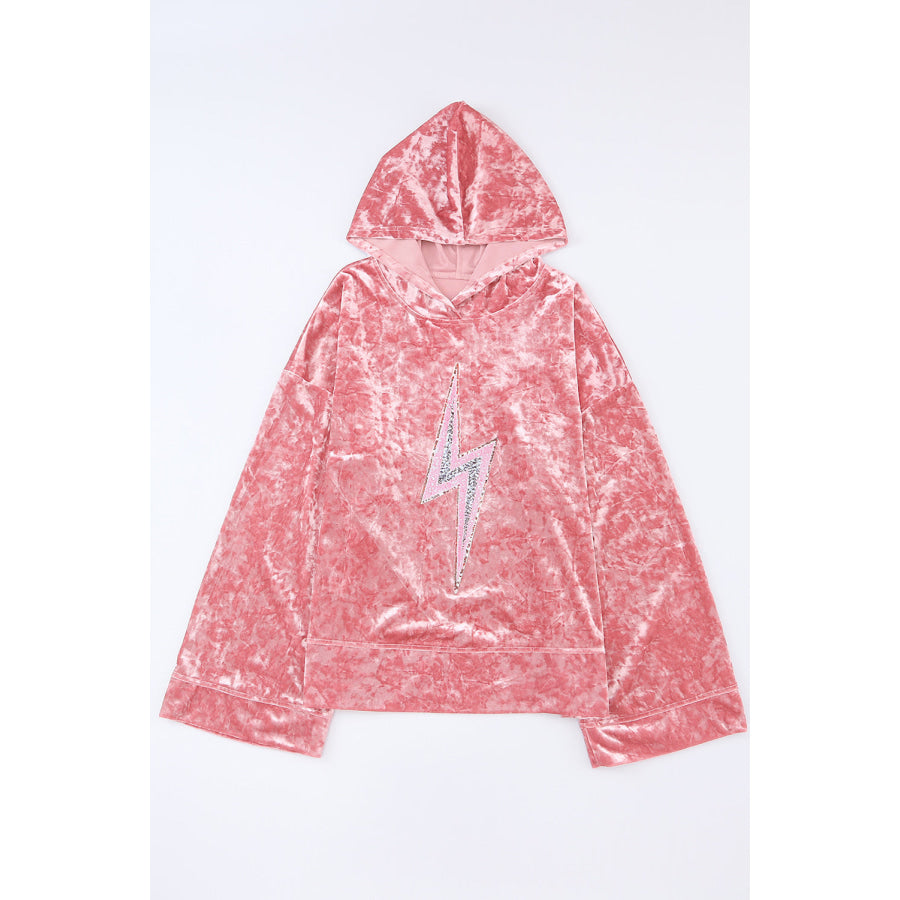 Thunderbolt Sequin Long Sleeve Hoodie Apparel and Accessories