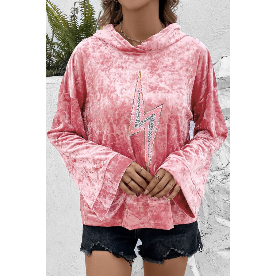 Thunderbolt Sequin Long Sleeve Hoodie Apparel and Accessories