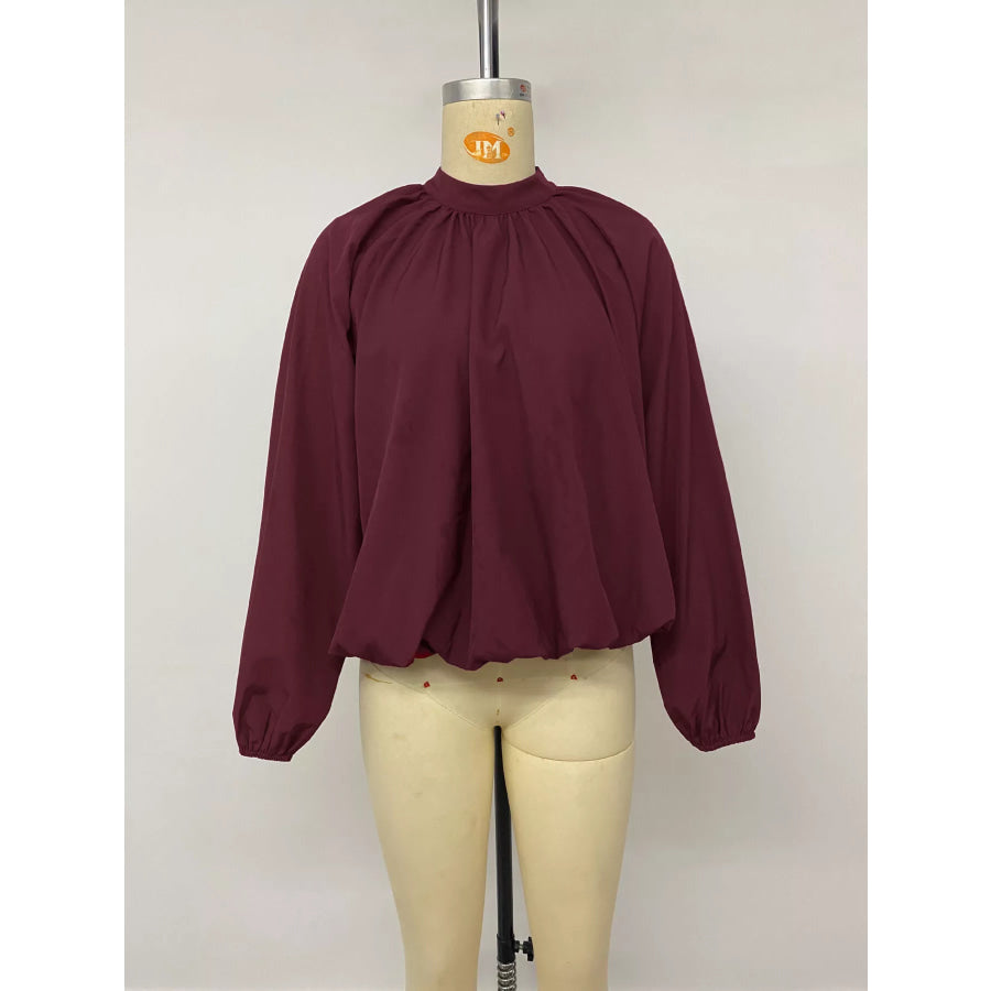 Tie Back Balloon Sleeve Blouse Apparel and Accessories