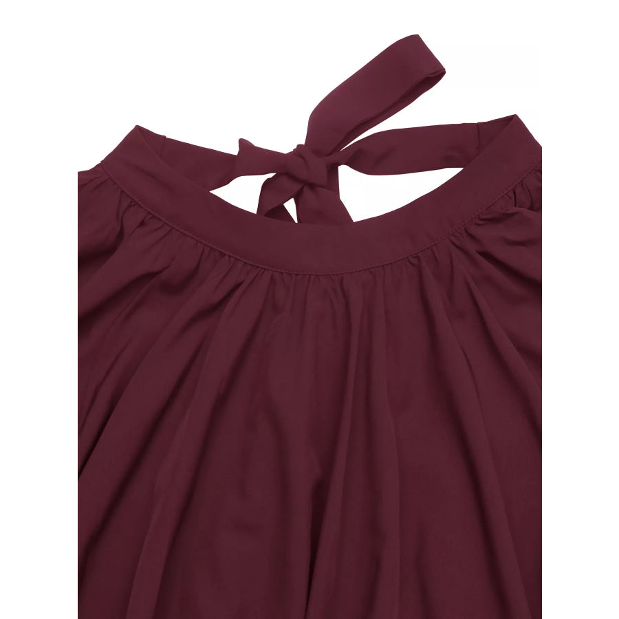 Tie Back Balloon Sleeve Blouse Apparel and Accessories