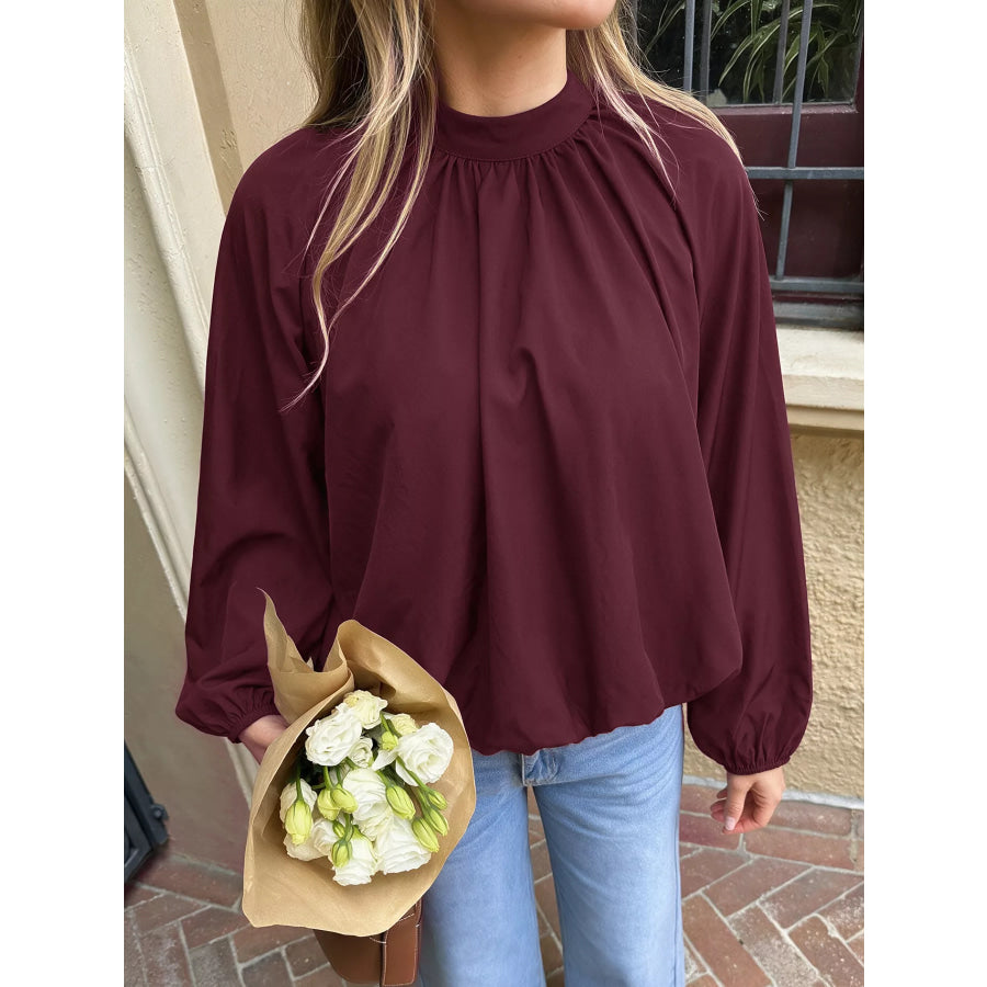Tie Back Balloon Sleeve Blouse Apparel and Accessories