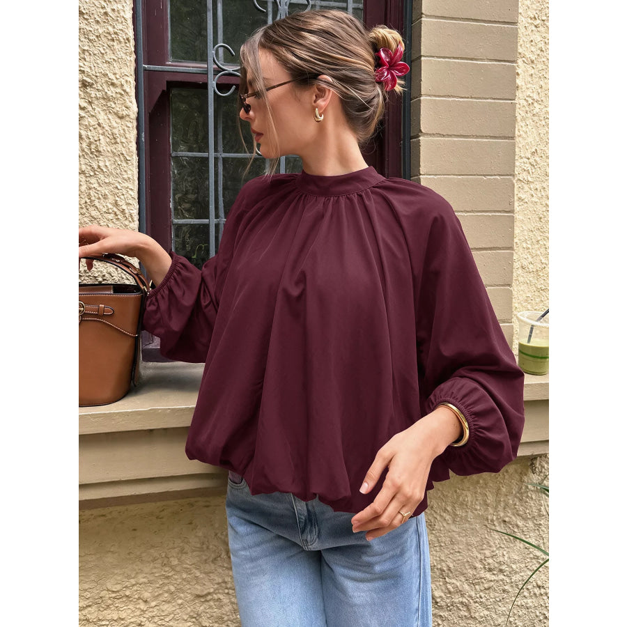 Tie Back Balloon Sleeve Blouse Apparel and Accessories