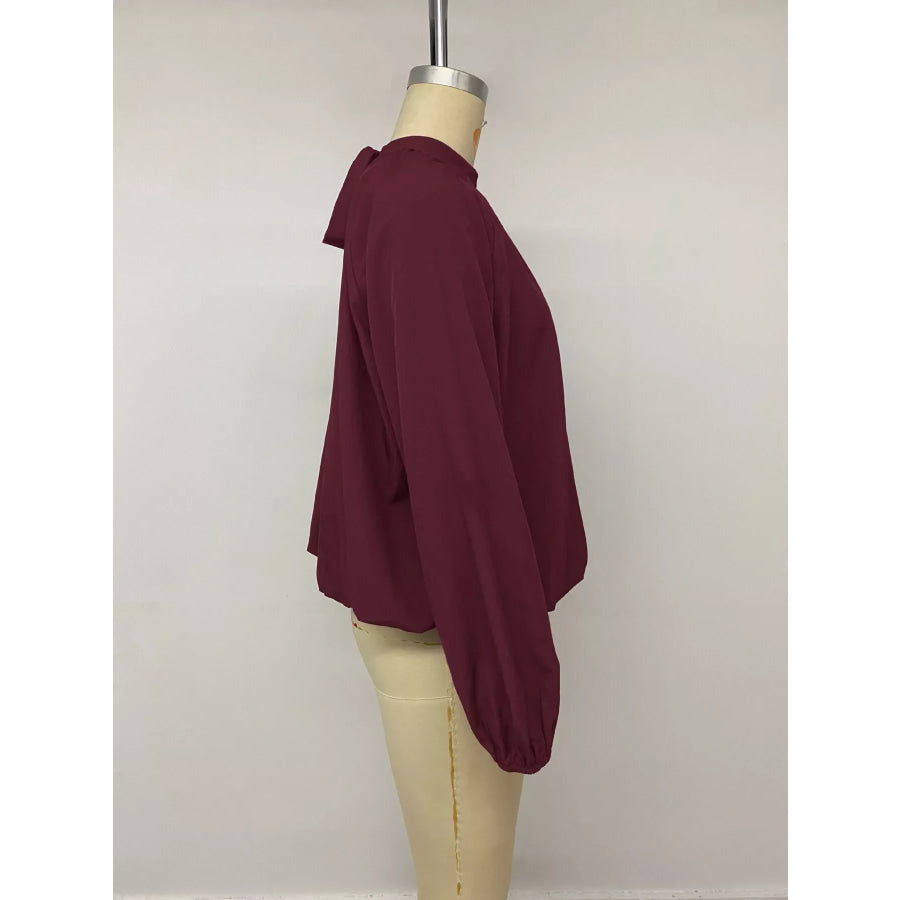 Tie Back Balloon Sleeve Blouse Apparel and Accessories