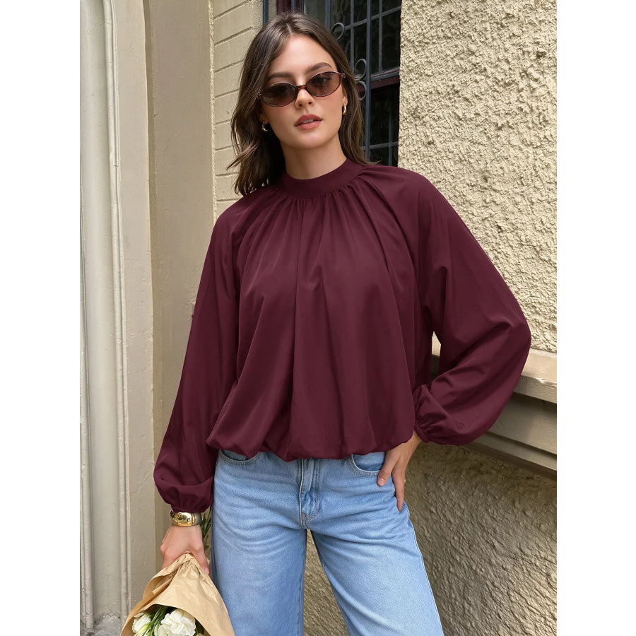 Tie Back Balloon Sleeve Blouse Apparel and Accessories