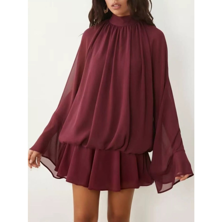 Tie Back Flare Sleeve Mini Dress Apparel and Accessories