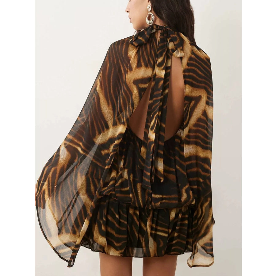 Tie Back Flare Sleeve Mini Dress Apparel and Accessories