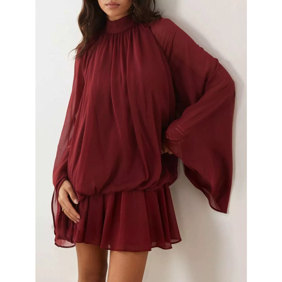 Tie Back Flare Sleeve Mini Dress Apparel and Accessories