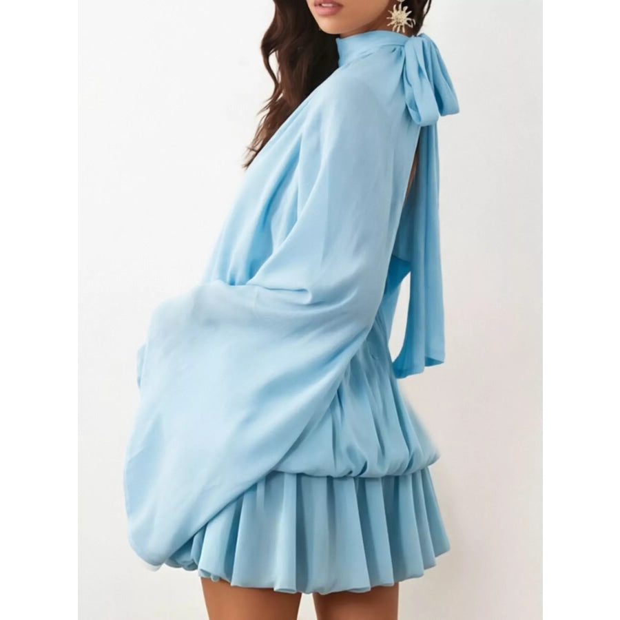 Tie Back Flare Sleeve Mini Dress Apparel and Accessories