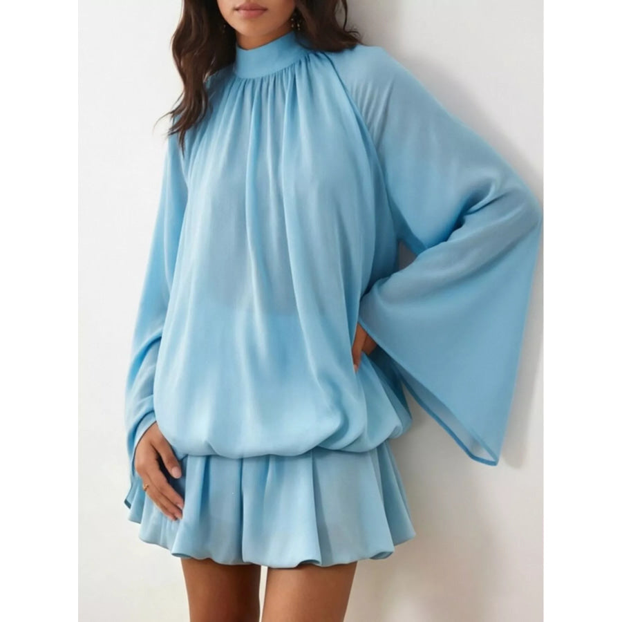Tie Back Flare Sleeve Mini Dress Apparel and Accessories