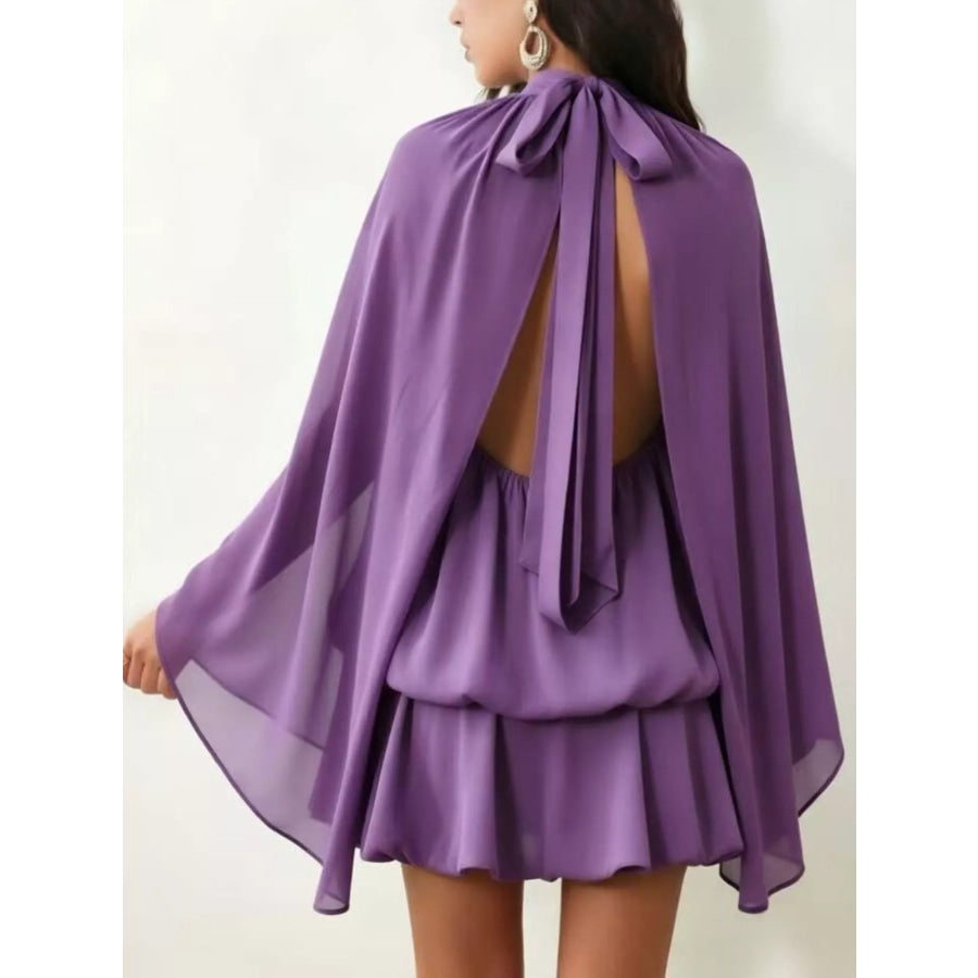 Tie Back Flare Sleeve Mini Dress Apparel and Accessories