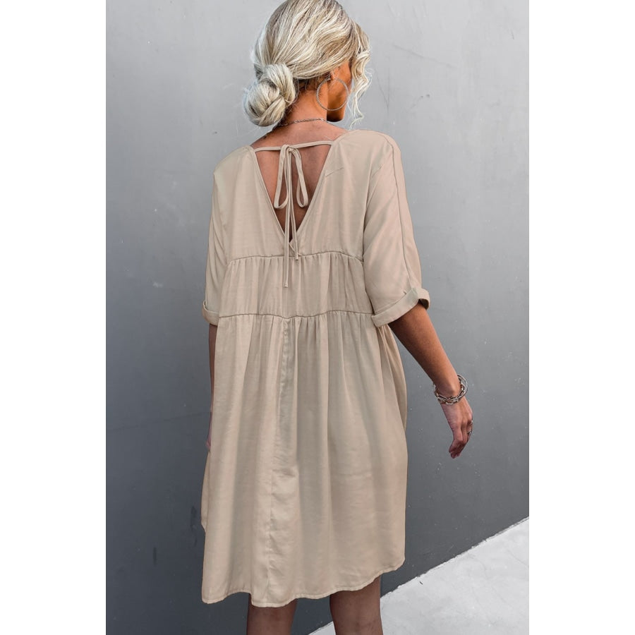 Tie Back Pocket Mini Dress