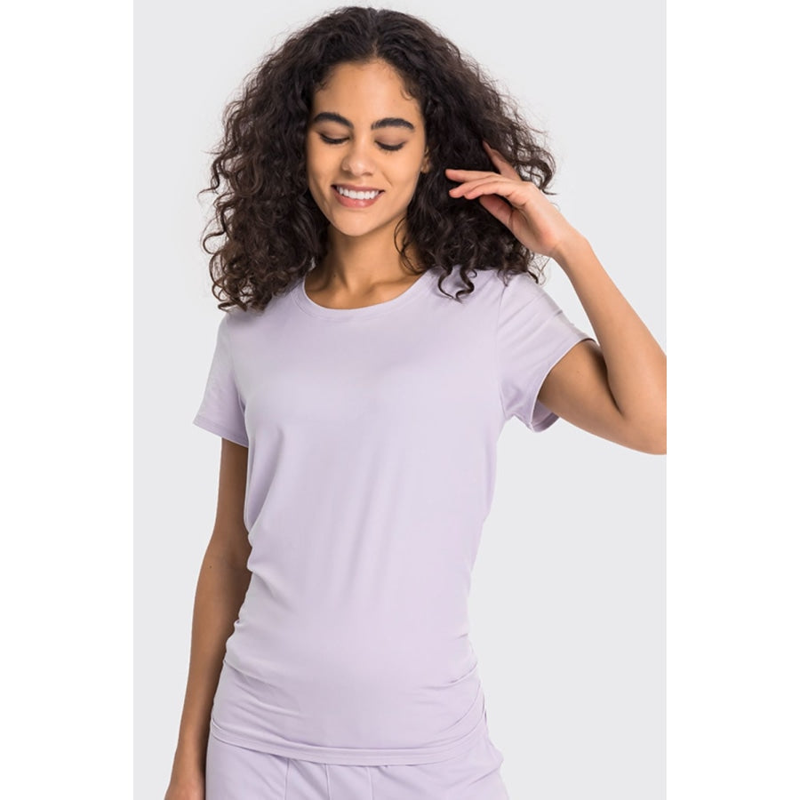 Tie Back Short Sleeve Sports Tee Lilac / 4