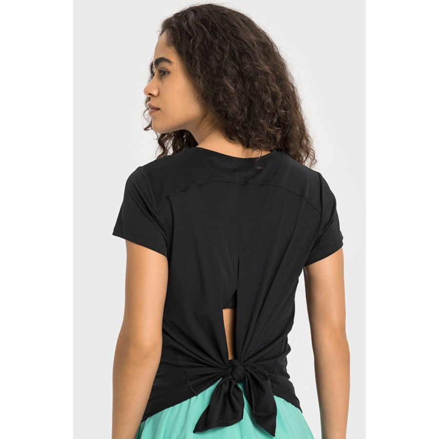 Tie Back Short Sleeve Sports Tee