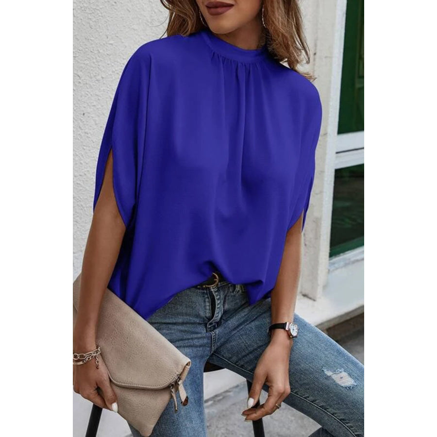 Tie Back Slit Half Sleeve Blouse Apparel and Accessories