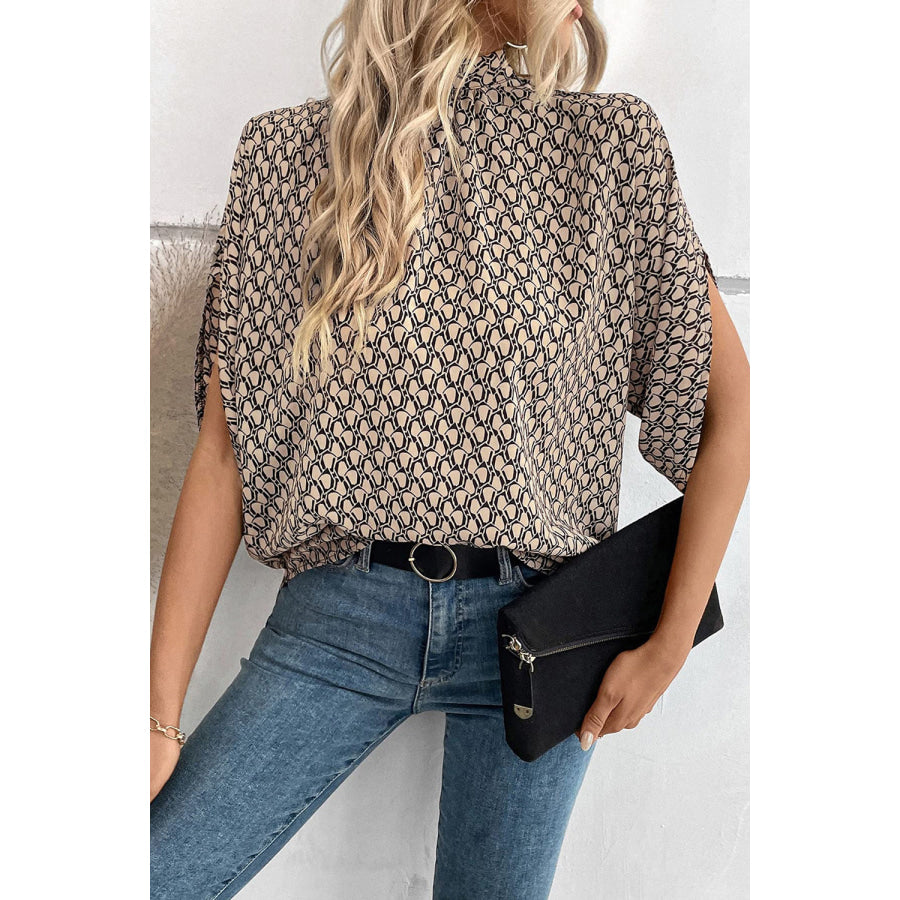 Tie Back Slit Half Sleeve Blouse Apparel and Accessories