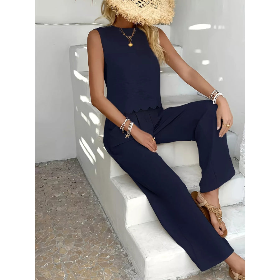Tie Back Tank and Wide Leg Pants Set Apparel and Accessories